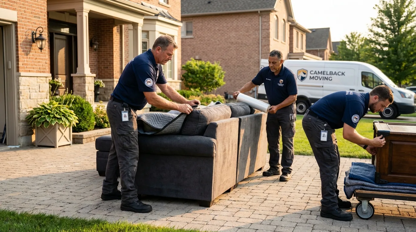 Large estate moving crew wrapping furniture in Sac City, IA