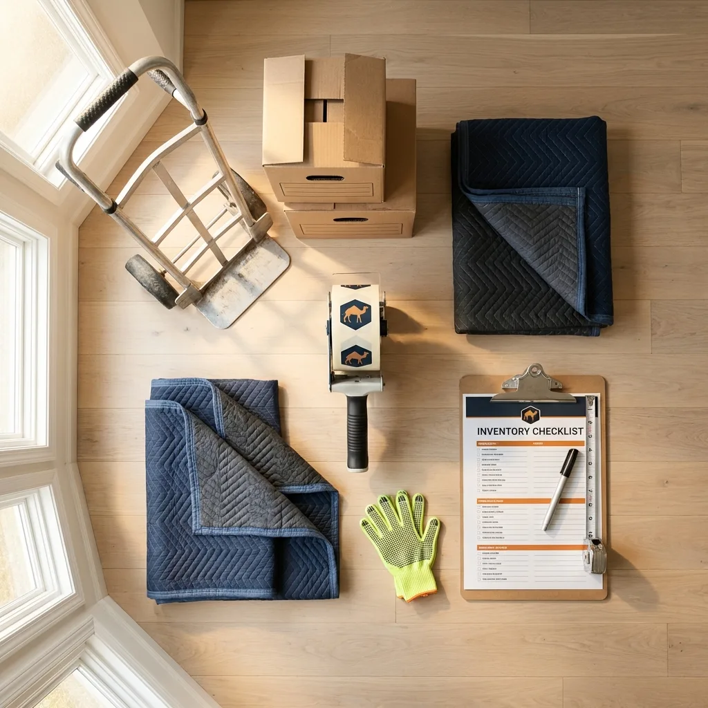 Professional moving supplies and packing materials layout for Sac City residential relocations